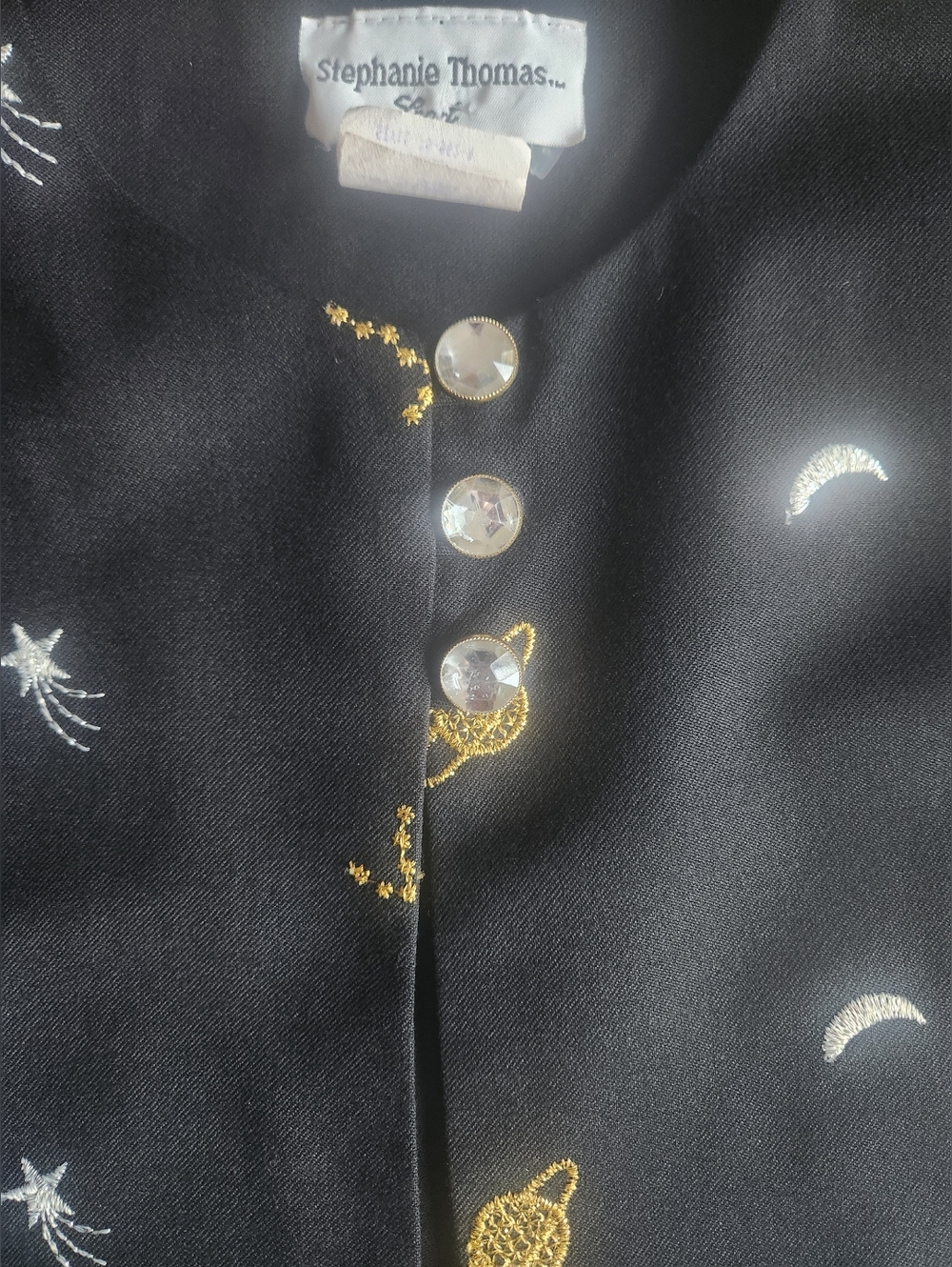 Celestial Black Sleeveless‎ Long Vest With Top Buttondls Sz 14 - Picture 5 of 11